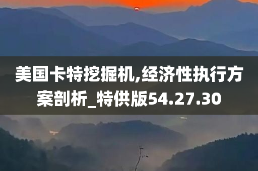 美国卡特挖掘机,经济性执行方案剖析_特供版54.27.30