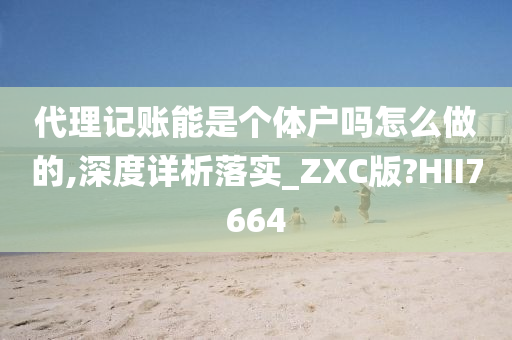 代理记账能是个体户吗怎么做的,深度详析落实_ZXC版?HII7664