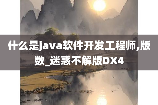 什么是java软件开发工程师,版数_迷惑不解版DX4