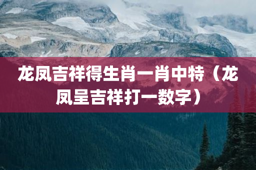 龙凤吉祥得生肖一肖中特（龙凤呈吉祥打一数字）