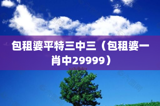 包租婆平特三中三（包租婆一肖中29999）