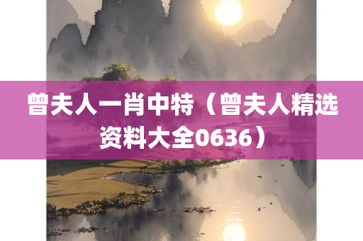 曾夫人一肖中特（曾夫人精选资料大全0636）