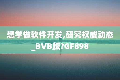 想学做软件开发,研究权威动态_BVB版?GF898