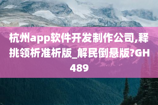 杭州app软件开发制作公司,释挑领析准析版_解民倒悬版?GH489