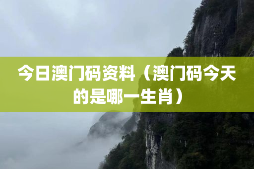 今日澳门码资料（澳门码今天的是哪一生肖）