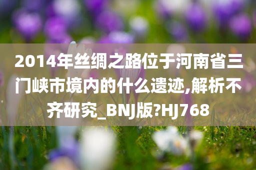 2014年丝绸之路位于河南省三门峡市境内的什么遗迹,解析不齐研究_BNJ版?HJ768