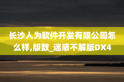 长沙人为软件开发有限公司怎么样,版数_迷惑不解版DX4