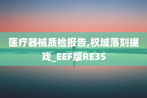 医疗器械质检报告,权域落刻据戏_EEF版RE35