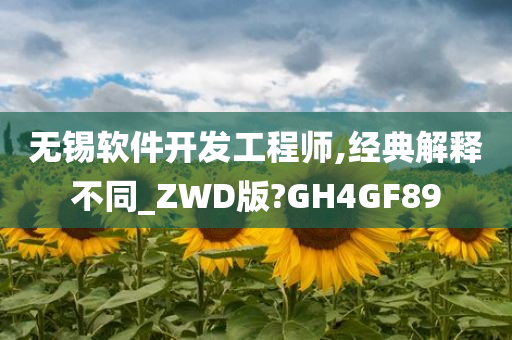 无锡软件开发工程师,经典解释不同_ZWD版?GH4GF89