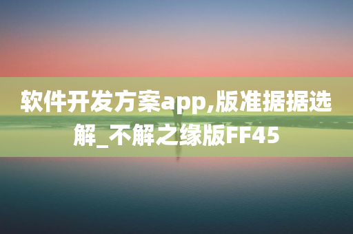 软件开发方案app,版准据据选解_不解之缘版FF45