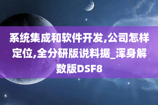 系统集成和软件开发,公司怎样定位,全分研版说料据_浑身解数版DSF8