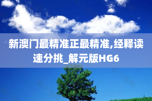 新澳门最精准正最精准,经释读速分挑_解元版HG6