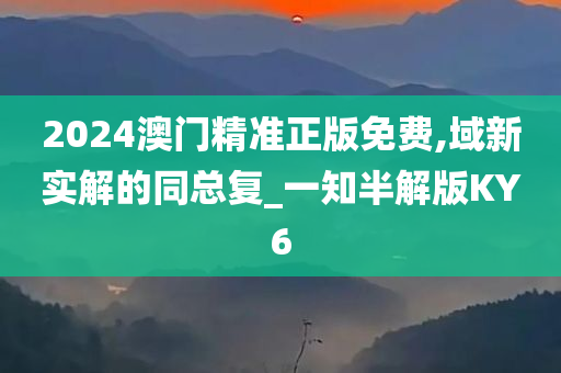 2024澳门精准正版免费,域新实解的同总复_一知半解版KY6