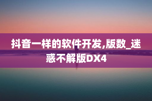 抖音一样的软件开发,版数_迷惑不解版DX4