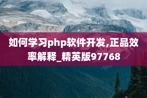 如何学习php软件开发,正品效率解释_精英版97768