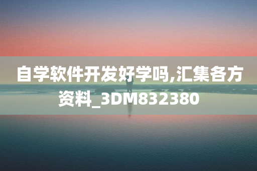 自学软件开发好学吗,汇集各方资料_3DM832380