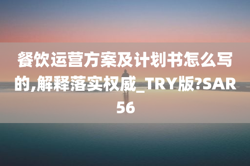 餐饮运营方案及计划书怎么写的,解释落实权威_TRY版?SAR56